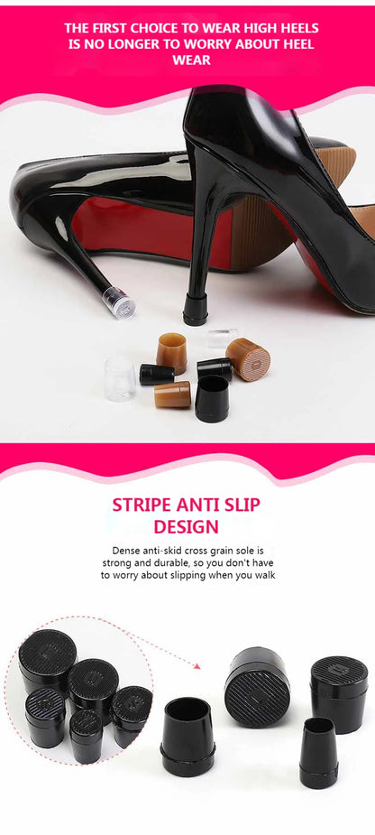 2Pcs Non-slip Wearable Heel Cover Round Woman High heels Protective Cover TPU/PVC Material Soft Damping Silencer Heel Protector.