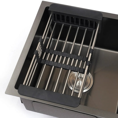 Black King Edelstahl Doppelschüssel Küchenspüle Inset Korb Abtropffläche Seifenspender