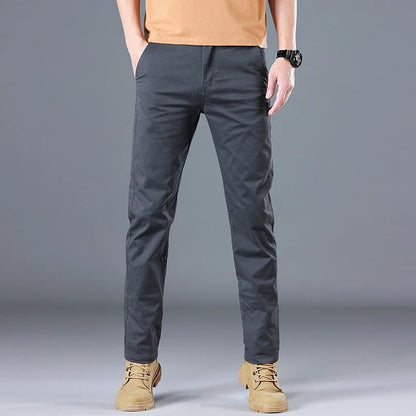 Men's High Quality Pure Cotton Classic Solid Color Casual Pants Business Stretch Slim Straight Brand Trousers Male Autumn New.