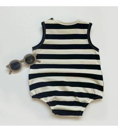 2-teilige Baby-Jungen-Kleidung für Neugeborene, Bodys, Baumwolldruck, ärmellose Säuglingskleidung, Cartoon-Bebes, Kleinkind-Overall, 0–18 Monate.