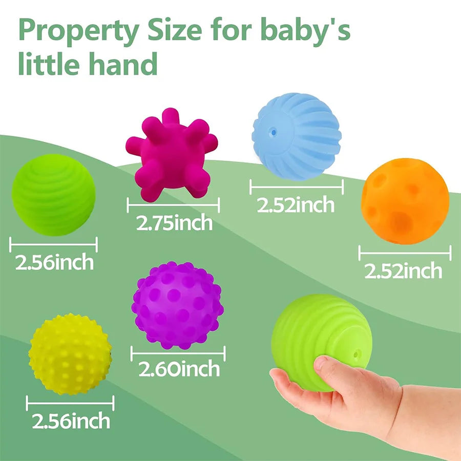 6PCS Textured Balls for Baby Sensory Play 6-12 Months, Activity Multi Soft Ball, Montessori Shower Toys for Toddlers 1-3 Years.