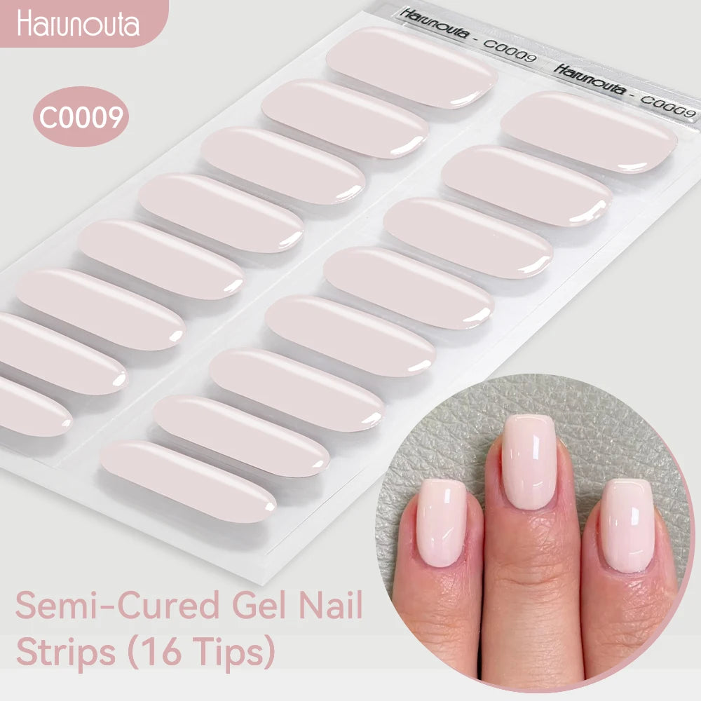 Harunouta Gradient Semi Cured Gel Nail Sticker Long-Lasting UV Nail Sticker UV/LED Extension Gel Nail Foil Gel Polish Full Cover