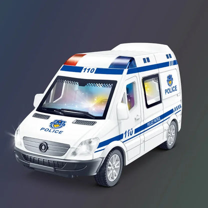 1:32 Mini Alloy Car Diecast Ambulance Fire-Truck Policecar Model Sound And Light Vehicle Simulation Collection Gifts Toys Boys.