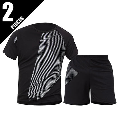 2/4/6 Pcs Plus Size Men's Quick-drying Short-sleeved Shorts Suit Men's Leisure Sports Running Fitness T-shirt Joker Shorts Teen