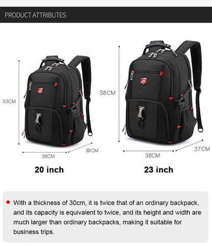 Wasserdichte 20-Zoll-Laptop-Rucksäcke USB-Lade Schultasche Diebstahlsicherer Herren-Rucksack Reiserucksack Männlicher Mochila Hohe Kapazität.