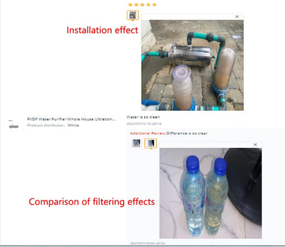 Whole house water purifier 0.01um PVDF pre-filter 1000L SUS304 water filter can be continuously cleaned for 5 years.