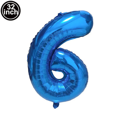 Blauer Ballon mit großen Zahlen, 32 Zoll, 0, 1, 2, 3, 4, 5, 6, 7, 8, 9, Geburtstag, Bachelorette-Luftballons, Figur, Golob-Party-Ballon-Dekoration