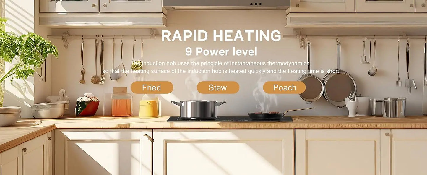 NOXTON White/Black Induction Hob Plug in, (UK:2800W/EU:3500W) 4 Zones with 1 Grill Zone, 60CM Touch, Safety Lock,Ceramic Glass.