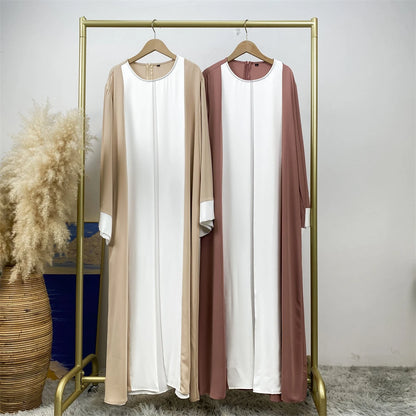 Ramadan Eid Muslimischen Abaya Dubai Luxus Spleißen Gefälschte Zwei Stücke Abayas Für Frauen Kaftan Modest Kleid Islam Kaftan Marocain Femme