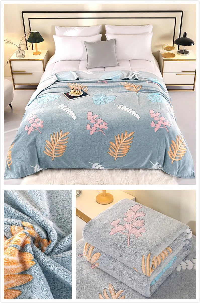 Bonenjoy 1pc Blanket Floral Style Bedspread Fleece Blanket Plaid Travel Shawl Sofa Nap Blankets Home Bedsheet manta.