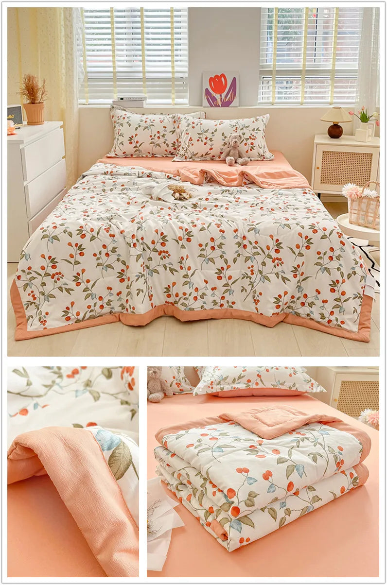 Printed Thin Duvet Skin-friendly Comforter 100x150cm for Kids Quilt Soft Bedspread Summer Blanket edredones (No Pillowcase).