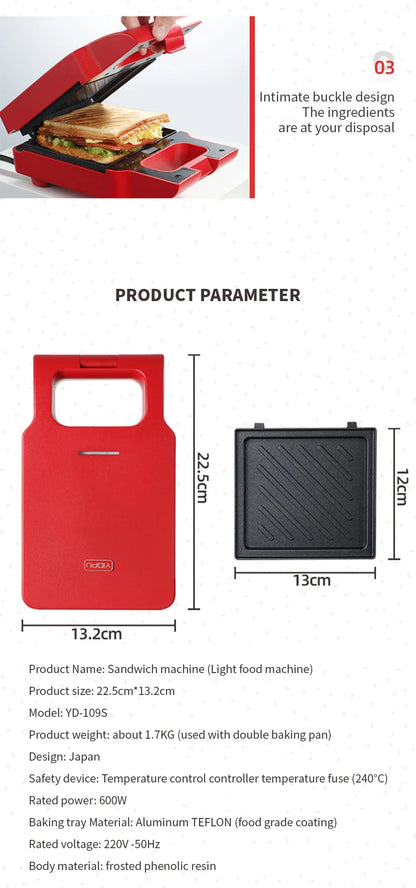 YIDPU Sandwich New 2025 breakfast machine divine tool household bread machine light food machine waffle multifunctional toaster