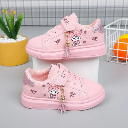 2025 Children's Little White Shoes Girls' Student Flat Bottom Casual Sports Shoes Low Top Spring Korean Plate Shoes