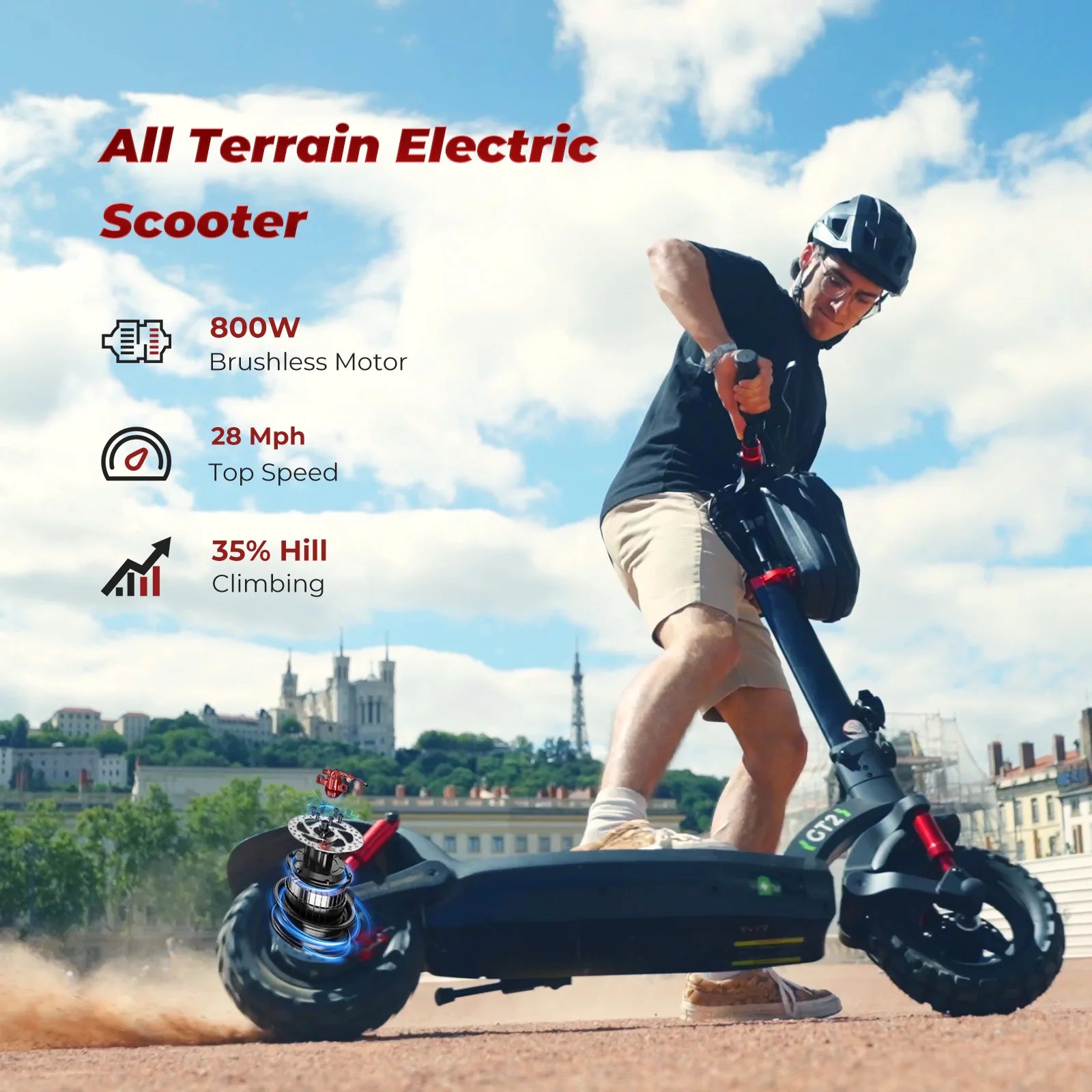 Isinwheel GT2 Foldable Adult Electric Scooter E-Scooter 800W Electric Kick Scooter 48V 15Ah Skateboards 45km/h Kickboard.