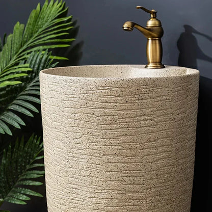 Säulenwaschbecken, Innenhof, integrierter Pool, bodenstehendes Inter-Plattform-Waschbecken, Balkon, Badezimmer, Sockelwaschbecken aus Keramik