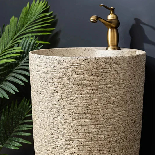 Säulenwaschbecken, Innenhof, integrierter Pool, bodenstehendes Inter-Plattform-Waschbecken, Balkon, Badezimmer, Sockelwaschbecken aus Keramik