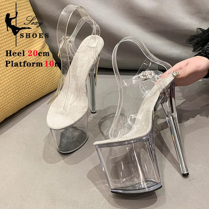 Platform sandals Girl shoes 20CM crystal Summer high heels ladies shoes on sale Pole Dance Pumps sandalias de mujer verano.