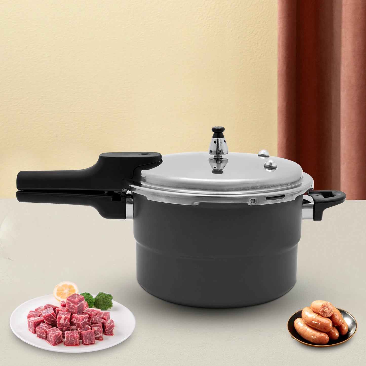 7L 24CM 80Kpa Ultra Wear-Resistant Medium Ratio Double Bottom Pressure Cooker Aluminum Alloy Pressure Cooker For Cooking Stewing