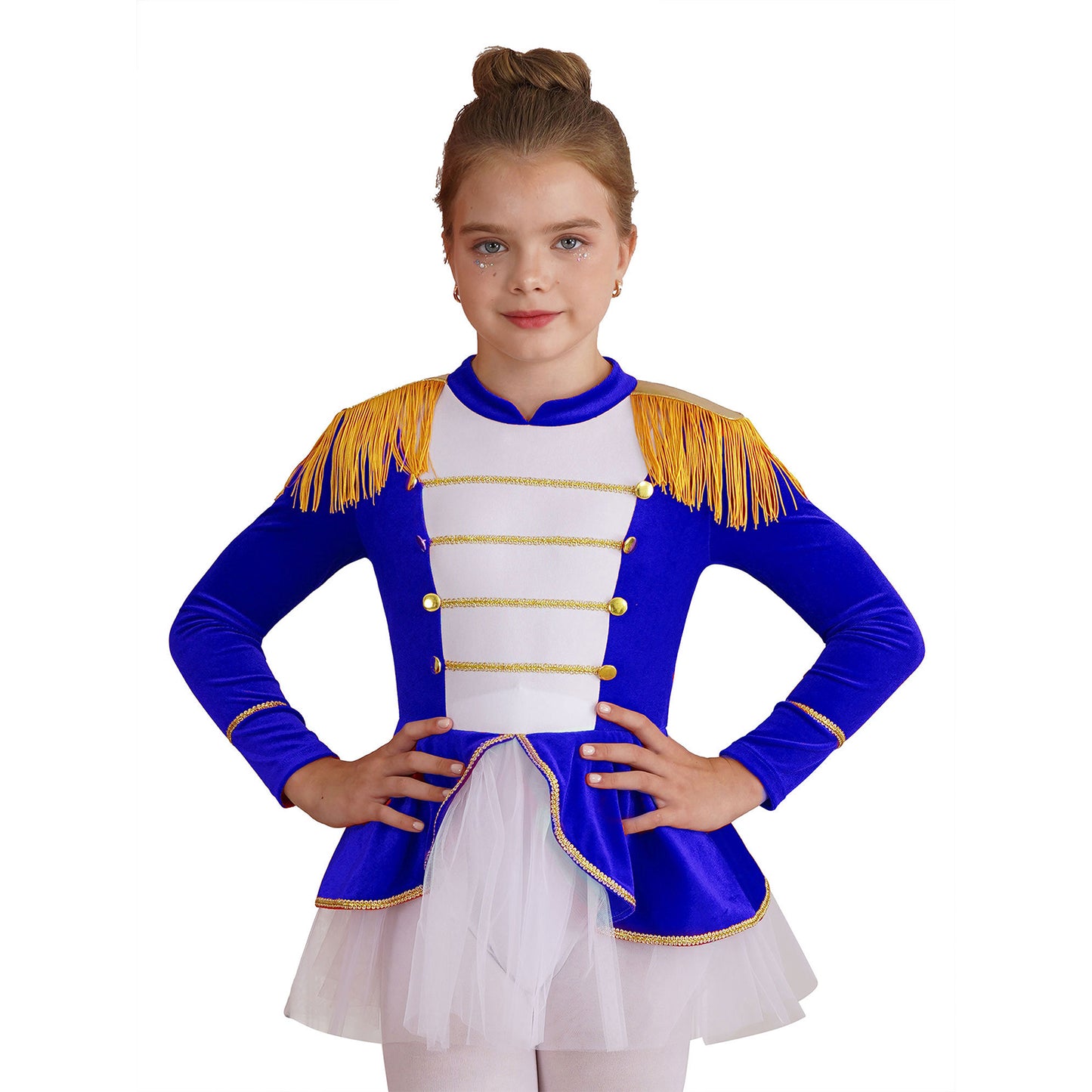 Kinder Mädchen Halloween Weihnachten Karneval Zirkus Zirkusdirektor Cosplay Performance Kostüm Langarm Mesh Trikot Tutu Kleid