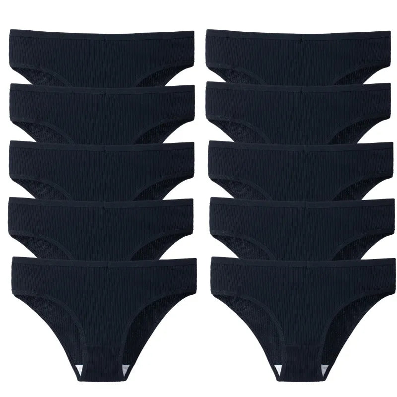 BZEL 10PCS/Set Women's Panties Sexy Breathable Underwear Comfortable Lingerie Cotton Striped Briefs Fashion Cozy Underpants Sale