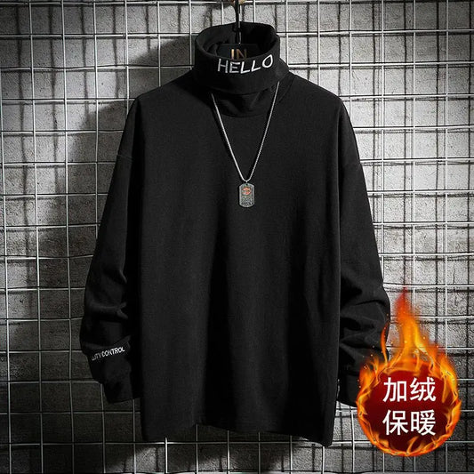 Men's Autumn Winter New Long Sleeve Thick Simplicity Casual Tops Youth All-match Harajuku T Shirts Fashion Vintage Men Clothing.