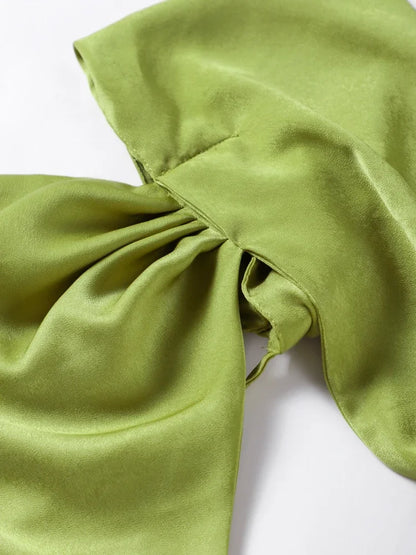 Band hängenden Hals lange Kleider schräg Schulter schnüren rücken frei seidig Satin Temperament Slim Fit Neck holder Frau Fischschwanz Kleid