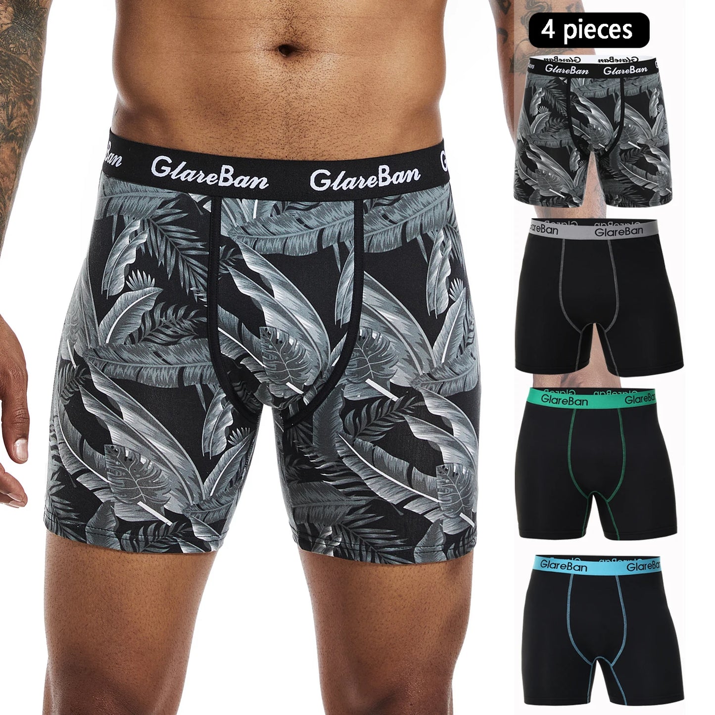 4 stücke Set Mid-Lange Boxer Shorts männer Unterwäsche Männliche Unterhose für Männer Homme Boxershorts Slips Weiche Höschen marke Sexy