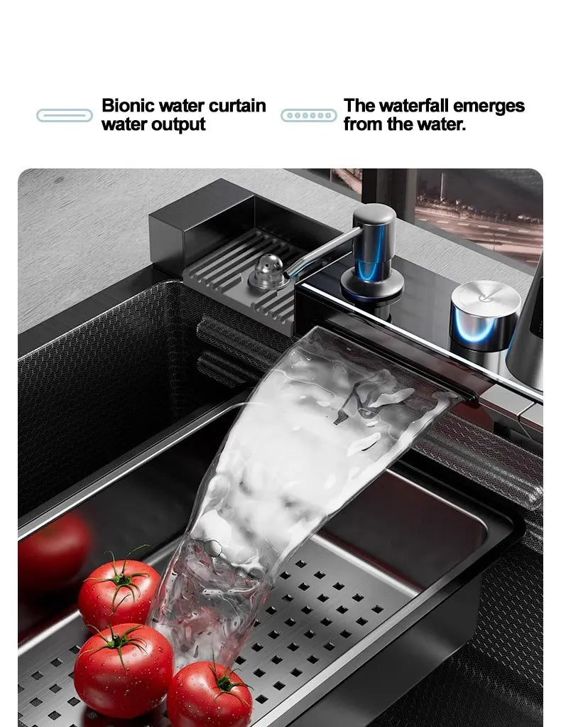 Extra Thick 5.0mm Kitchen 304 Sink, Whale Sink, Stainless Steel Large Single Sink, Waterfall Sink, Thickened Dish Sink