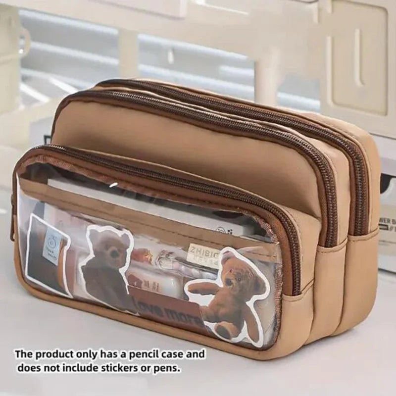 Chic Einfarbig Bleistift Fall Koreanische Einfachheit Transparent Stift Tasche Große Kapazität Organizer Tasche Schule Liefert Schreibwaren tasche.