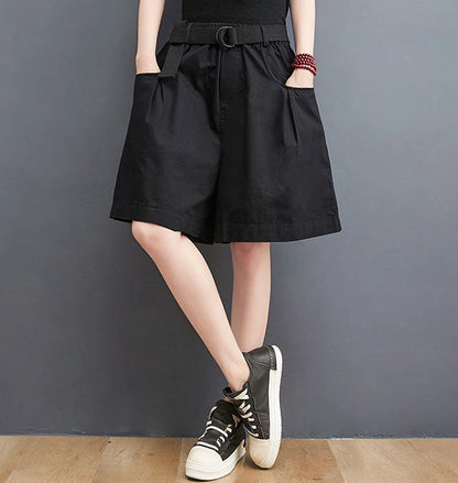 Women's Shorts Half Baggy Mid Length Wide Black Female Short Pants Loose Bermuda Knee Low Price Classic Harajuku Fashion New In