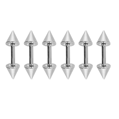 6PCS/Set 16G Stainless Steel Stud Earring 3/4/5mm Ball & Cone Screws Earrings Ear Bone Nail Piercing Body Jewelry.