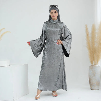 Ramadan Satin Shimmer Abaya Damen Dubai Luxury Islam Muslim Kaftan Dresses Kebaya Abayas For Women Robe Musulmane Femme Vestidos