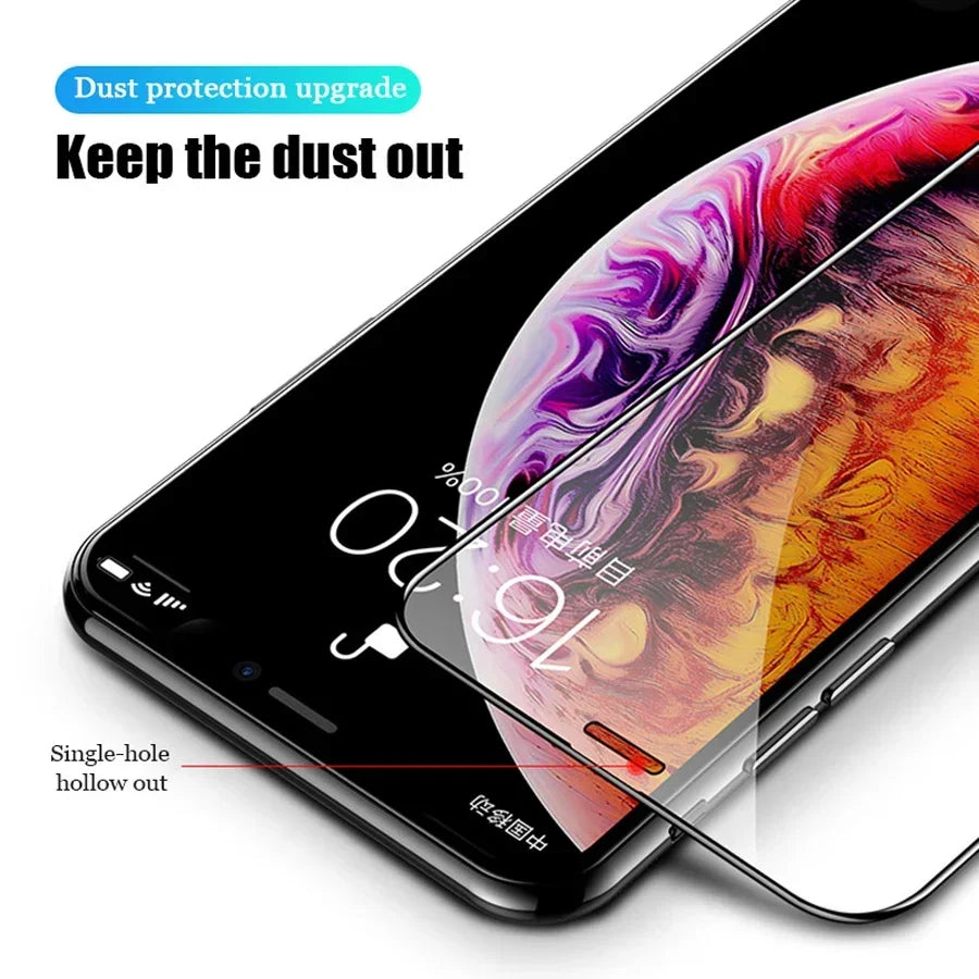 3PCS Full Cover Tempered Glass for iPhone 16 15 14 13 12 11 Pro Max Screen Protector for iPhone 16e 13 12 Mini X XR XS SE 2020.