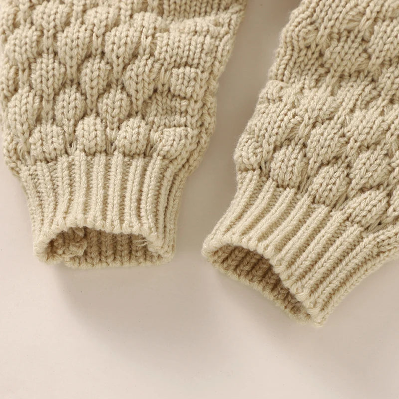 Autumn Baby Rompers Solid Long Sleeve Knitted Newborn Boys Girls Winter Outwear Jumpsuits Hats Clothes Sets 0-18m Infant Outfits