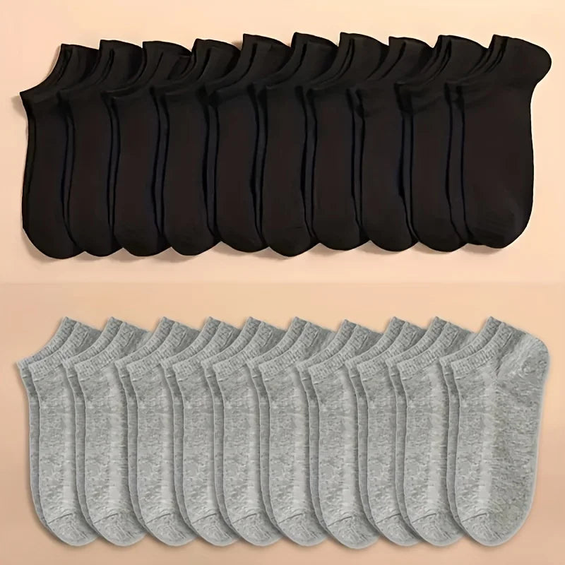 10/20/30/40/60 Pairs Of Unisex Solid Color Socks Comfy Breathable Soft Sweat Absorbent Socks For Daily And Outdoor Wearing.