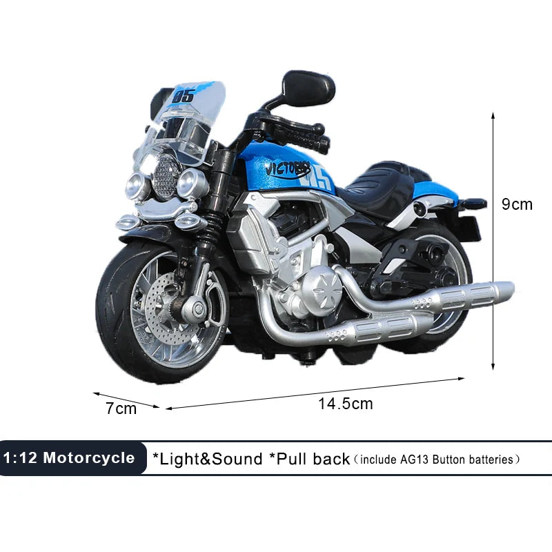 1:12 Sound Light Motorcycle Alloy+Plastic Moto Car Model Diecast Play Vehicles Decoration Collection Boy Toys For Children Gift.