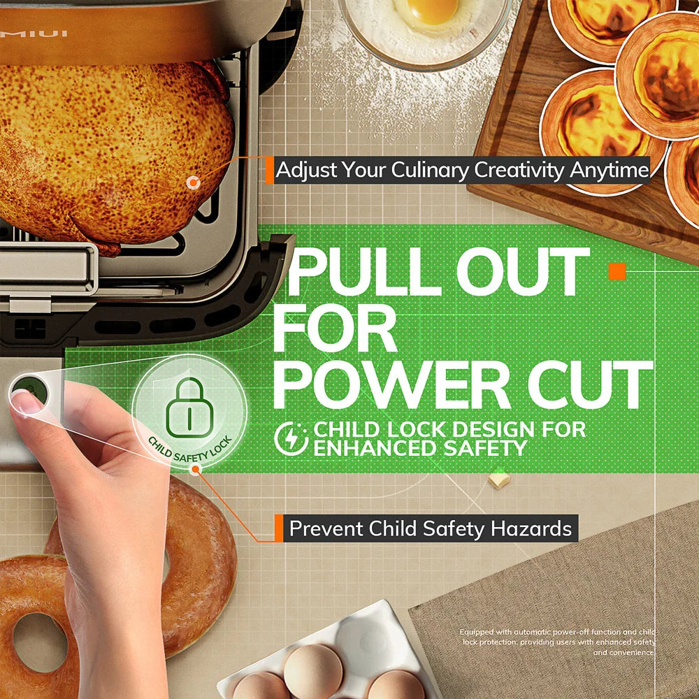 MIUI Air Fryer 5L, Electric Hot Fryer Oven Oilless Cooker with Touch Control & Nonstick Basket & Visible Window, Family Size.