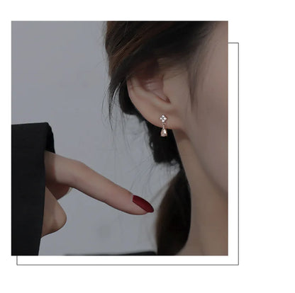 Korean Cute Ear Piercing Water Drop Earrings for Women Crystal Short Tassel Hypoallergenic Female Earrings Party Jewelry Brincos