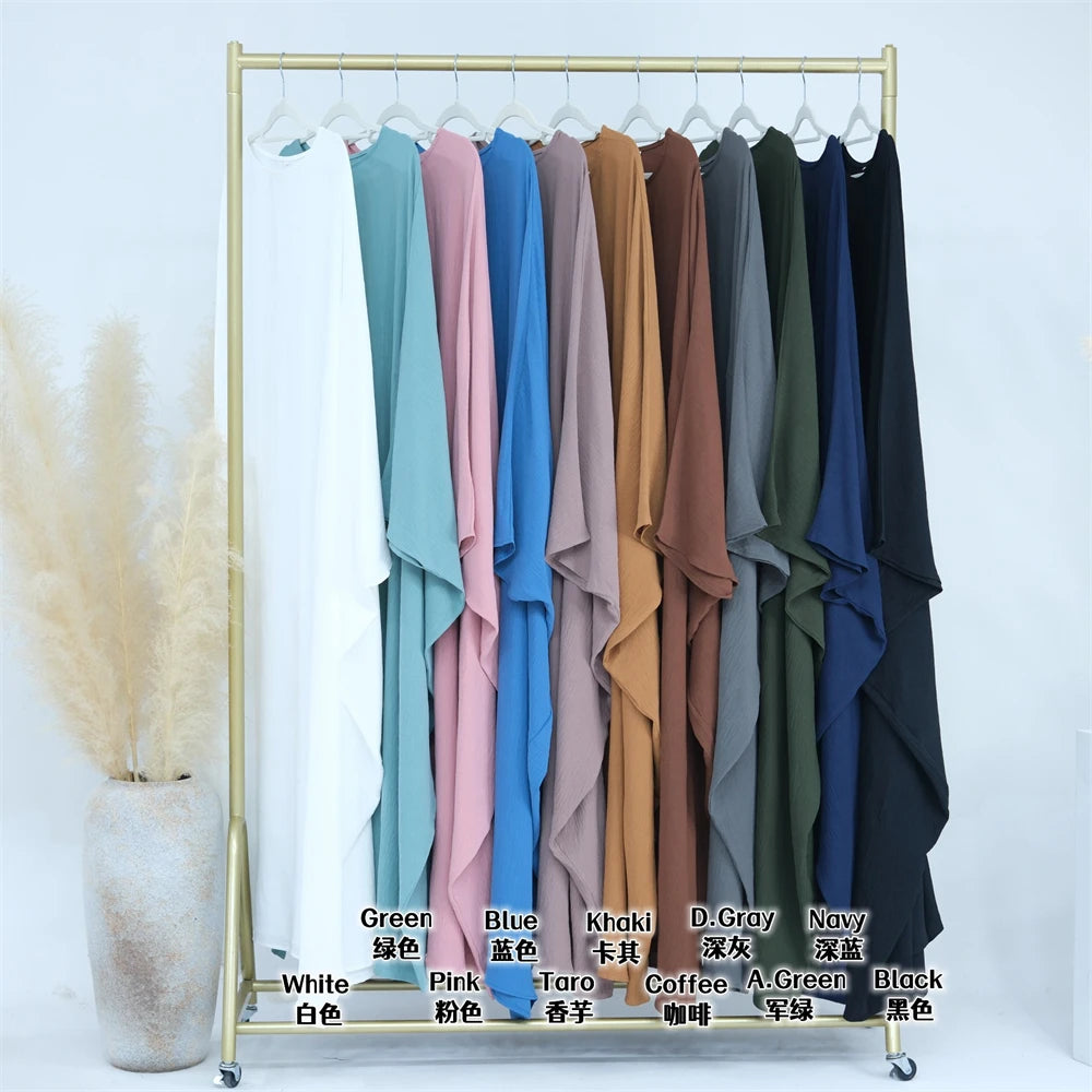 Ramadan Eid Soft Crepe Khimar Batwing Abaya Dubai Islam Muslim Modest African Dresses For Women Kaftan Kebaya Robe Femme Musulma