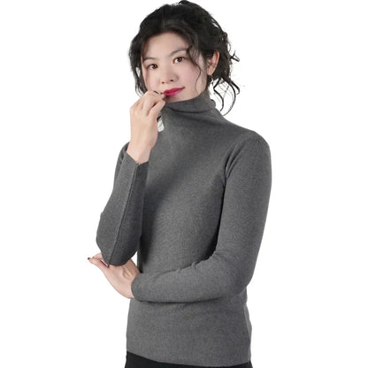 Frauen Pullover Winter Warm Hohe Kragen Strickwaren Langarm Schlank Jumper Frau Thermische Tops Kleidung Pullover Rollkragen Pullover