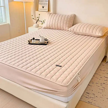 Solstice Waterproof Quilted Mattress Cover - Thickened 매트리스커버 (No Pillowcase), Fits 8-12" Deep Mattress, Home Bed Linen.