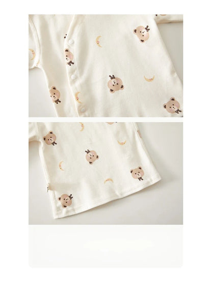 Newborn Baby Base Shirt+pants 2-piece Set Autumn and Winter Cartoon Pure Cotton Top+pants 0-18M Newborn Baby Pajamas