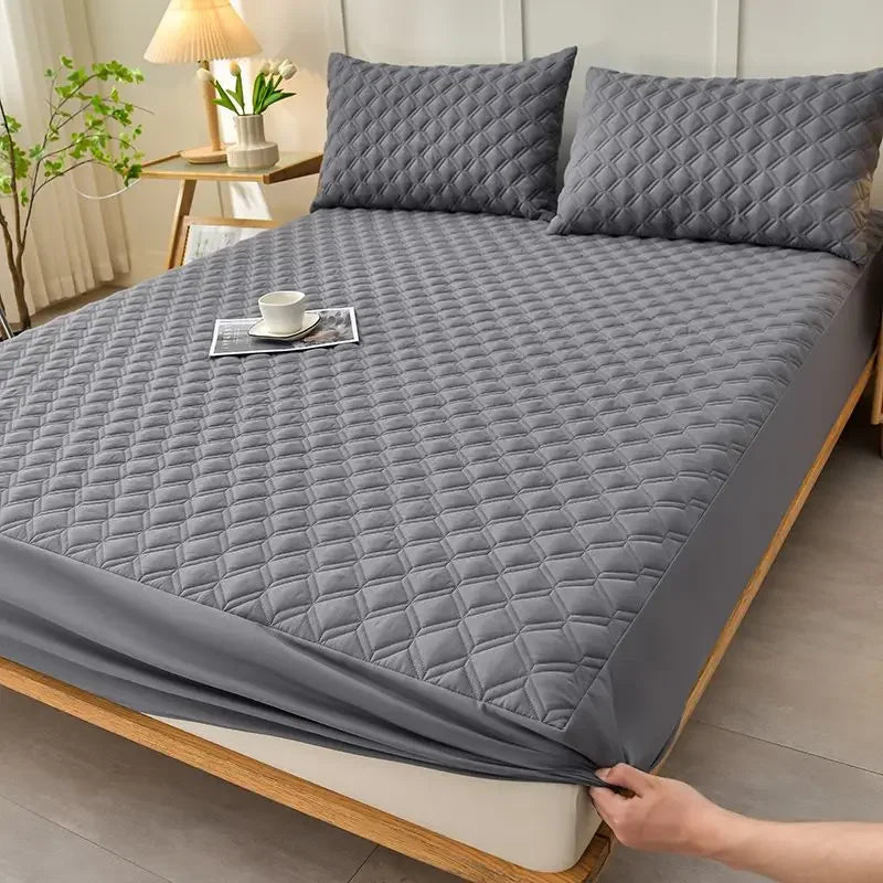 WASART Waterproof mattress protector cover quilted thicken elastic fitted sheet style couple double bed protection pad king size