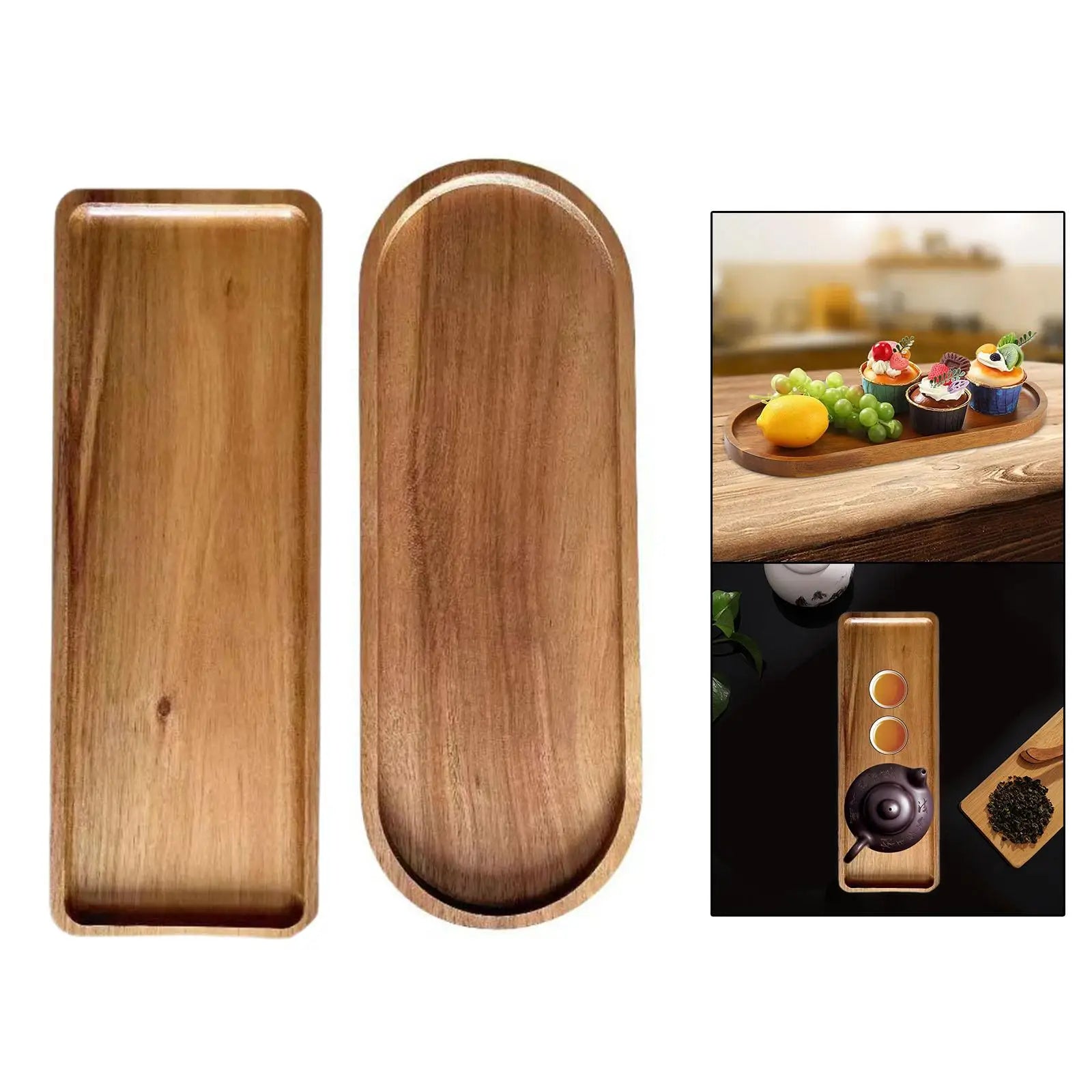 Wooden Plate,Wood Serving Platter Tableware Dessert Plates Breakfast ,Tray Food Dish for Coffee Table Centerpiece Living Room.