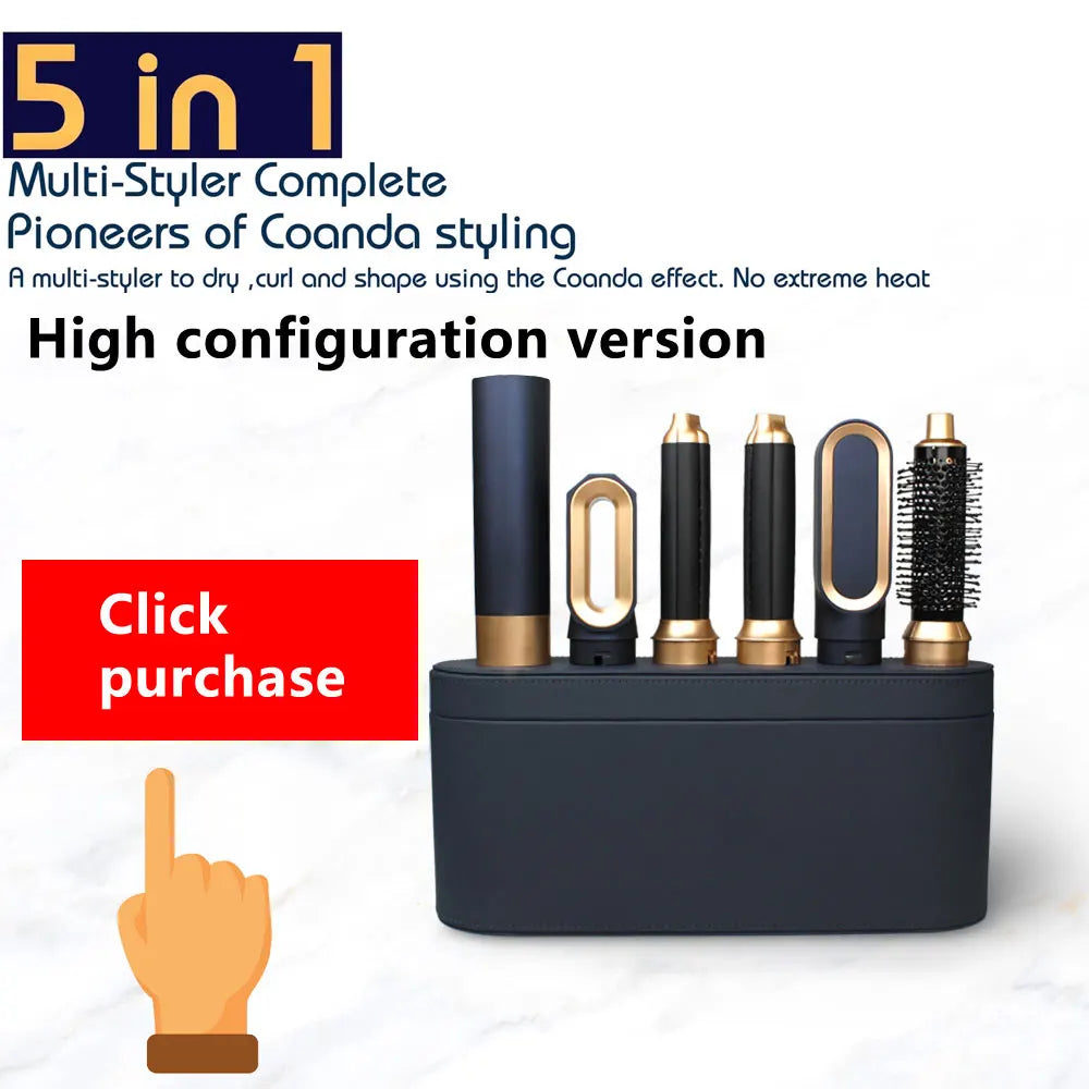 Hair Dryer 5-In-1 Electric Hair Comb Negative Ion Straight Curler Brush Blow Dryer Air Comb Removable Brush Kit Tool.