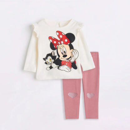 Minnie Baby Girl Clothes Sets Spring Autumn 0-4Y Fashion Girls Sweatshirts + Leggings Toddler Girl Outfits Sets.