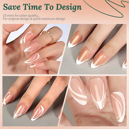 Nailpop 150Pcs French Gel Nail Tips Medium Almond Pre-Colored Press on Nails Skin Tones Soft Gel Nails False Nail Extensions.