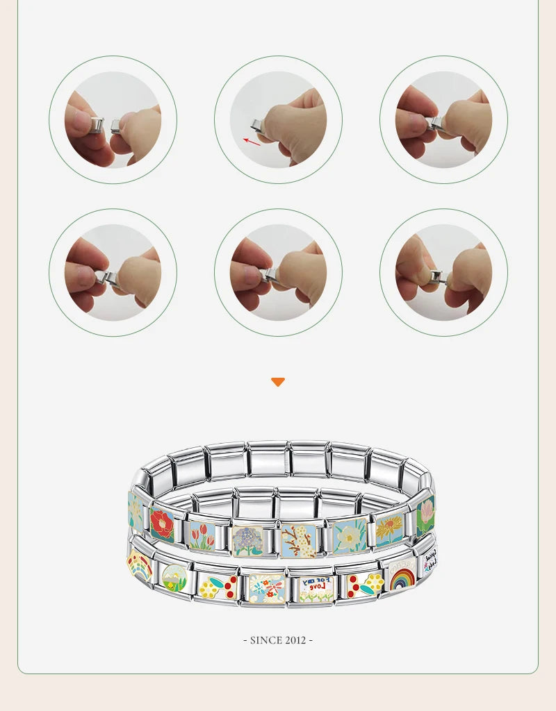 Hapiship New Women's Jewelry 9mm Width Itanlian Elastic Charm Bracelet Fashion Stainless Steel Bangle ST-.