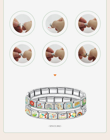 Hapiship New Women's Jewelry 9mm Width Itanlian Elastic Charm Bracelet Fashion Stainless Steel Bangle ST-.