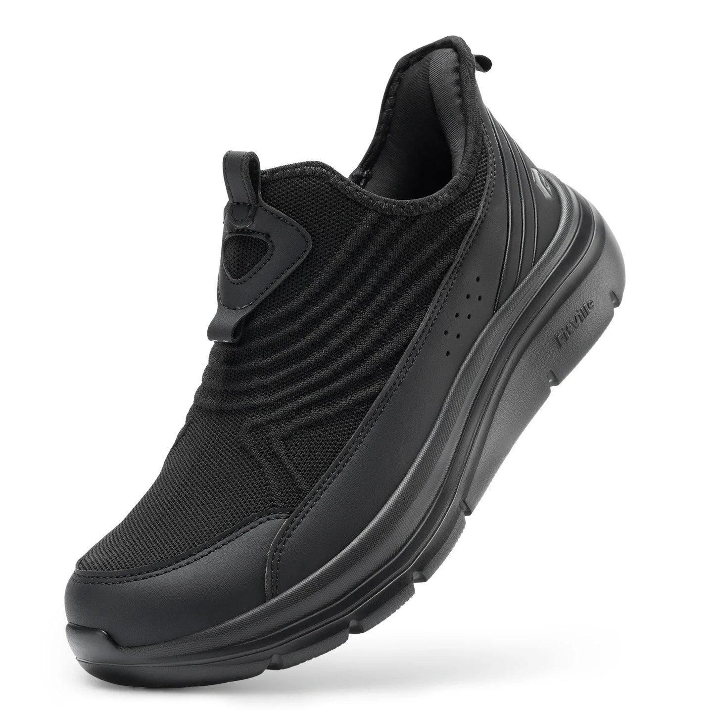 Fitville Wide Men'S Slip-On Running Shoes Lightweight Breathable Outdoor Casual Sports Walking Shoes Sneakers For Swollen Feet